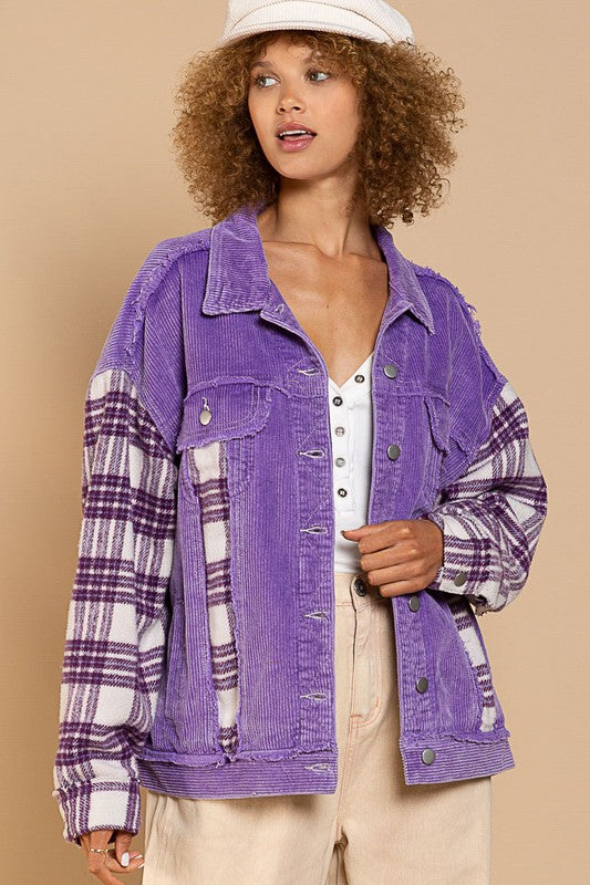 POL PREORDER -Royal Purple Corduroy & Plaid Jacket