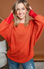 Rust Waffle Dolman long sleeve with thumb holes