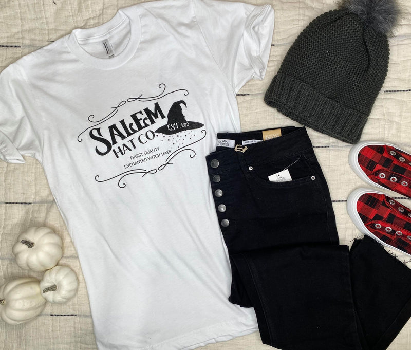  Salem Hat Co Graphic T-shirt - White, CLOTHING, BAD HABIT APPAREL, BAD HABIT BOUTIQUE 