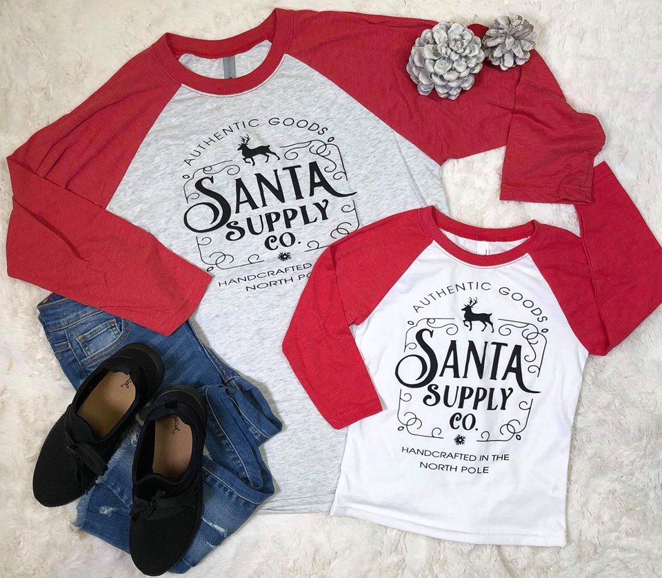 SideKick Collection: Santa Supply Co. Baseball Tee - BAD HABIT BOUTIQUE 