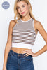 SLEEVELESS CREW NECK STRIPED SEAMLESS TOP - Final Sale*