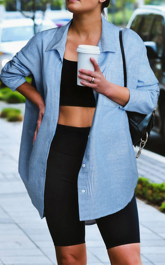 Stripe Oversized Boyfriend Striped Shirt