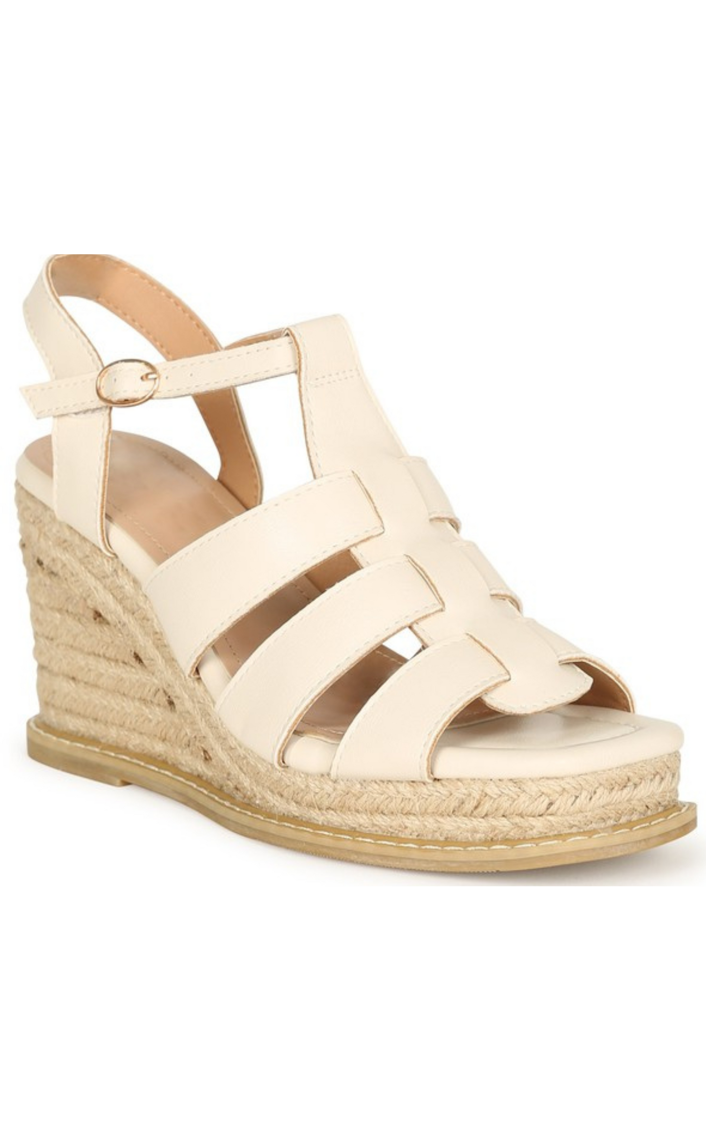 Kattie Beige Platform Wedge Sandals - Final Sale