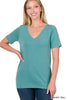 Dusty Teal V-Neck Short Sleeve T-Shirt