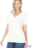 Ivory V-Neck Short Sleeve T-Shirt