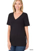 black V-Neck Short Sleeve T-Shirt