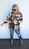 Black, Ivory, Brown Plaid Shacket button up Top