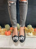 Black Ballet Flat with embroidered white spooky strangecvlt