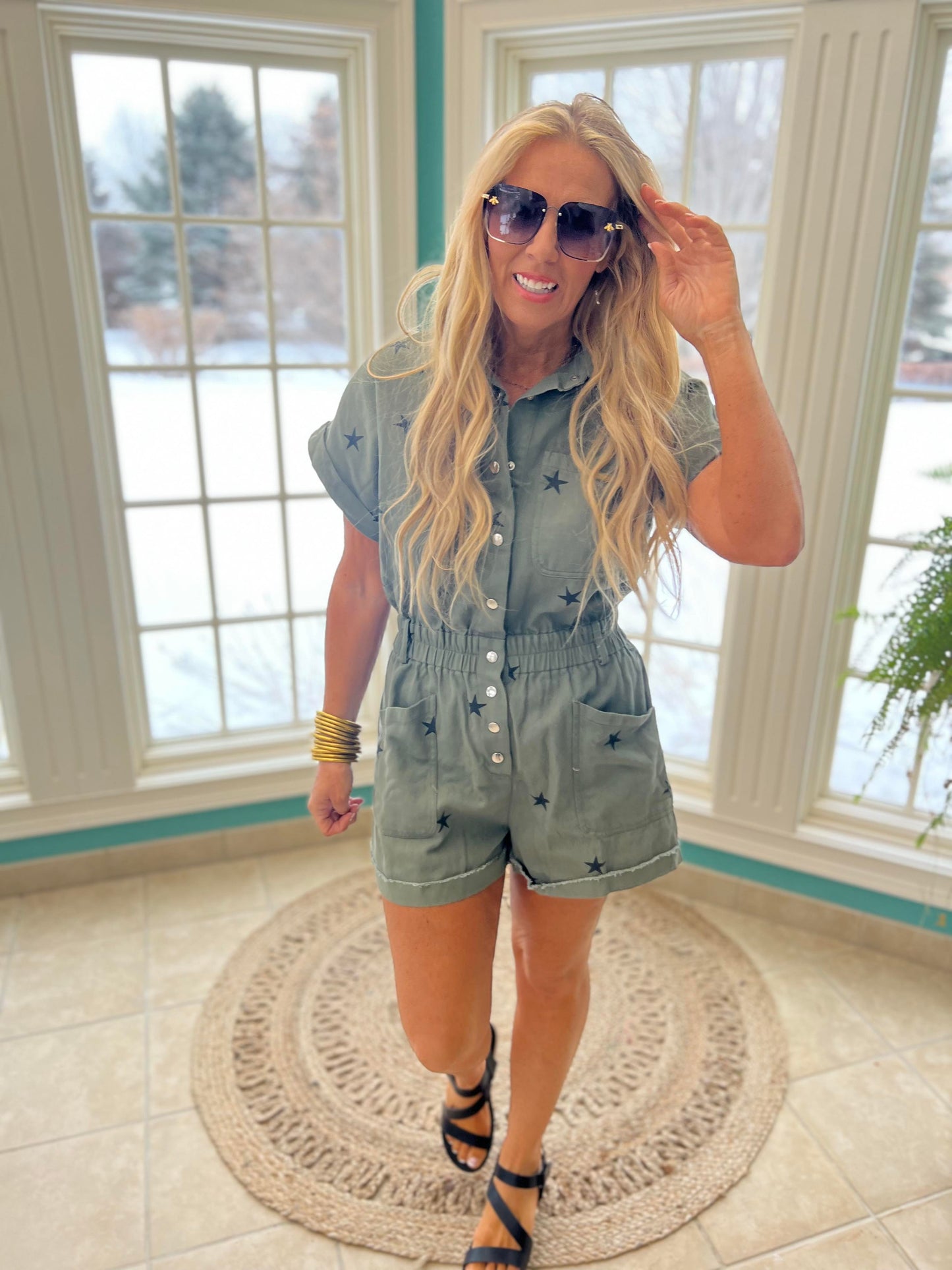 Oh My Stars Romper Olive