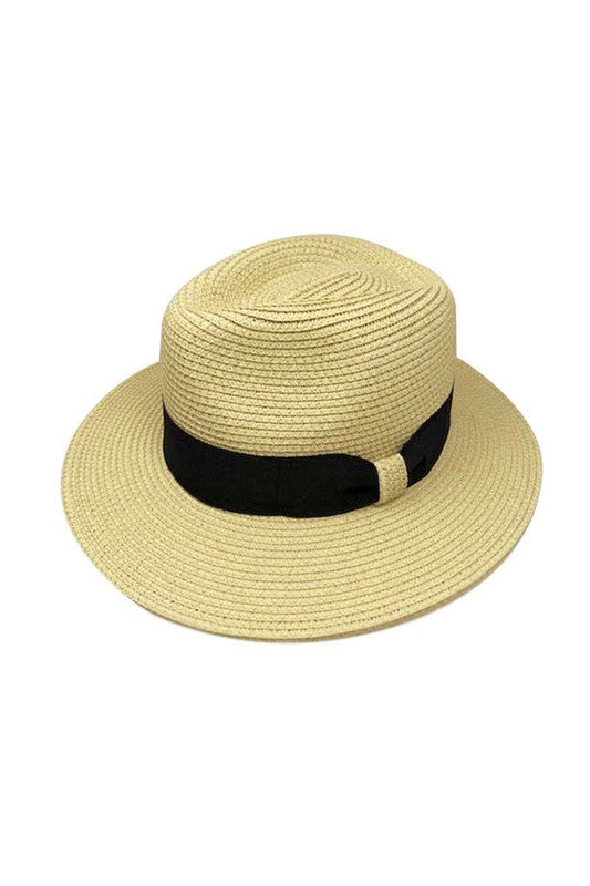 NATURAL WOVEN FEDORA HAT