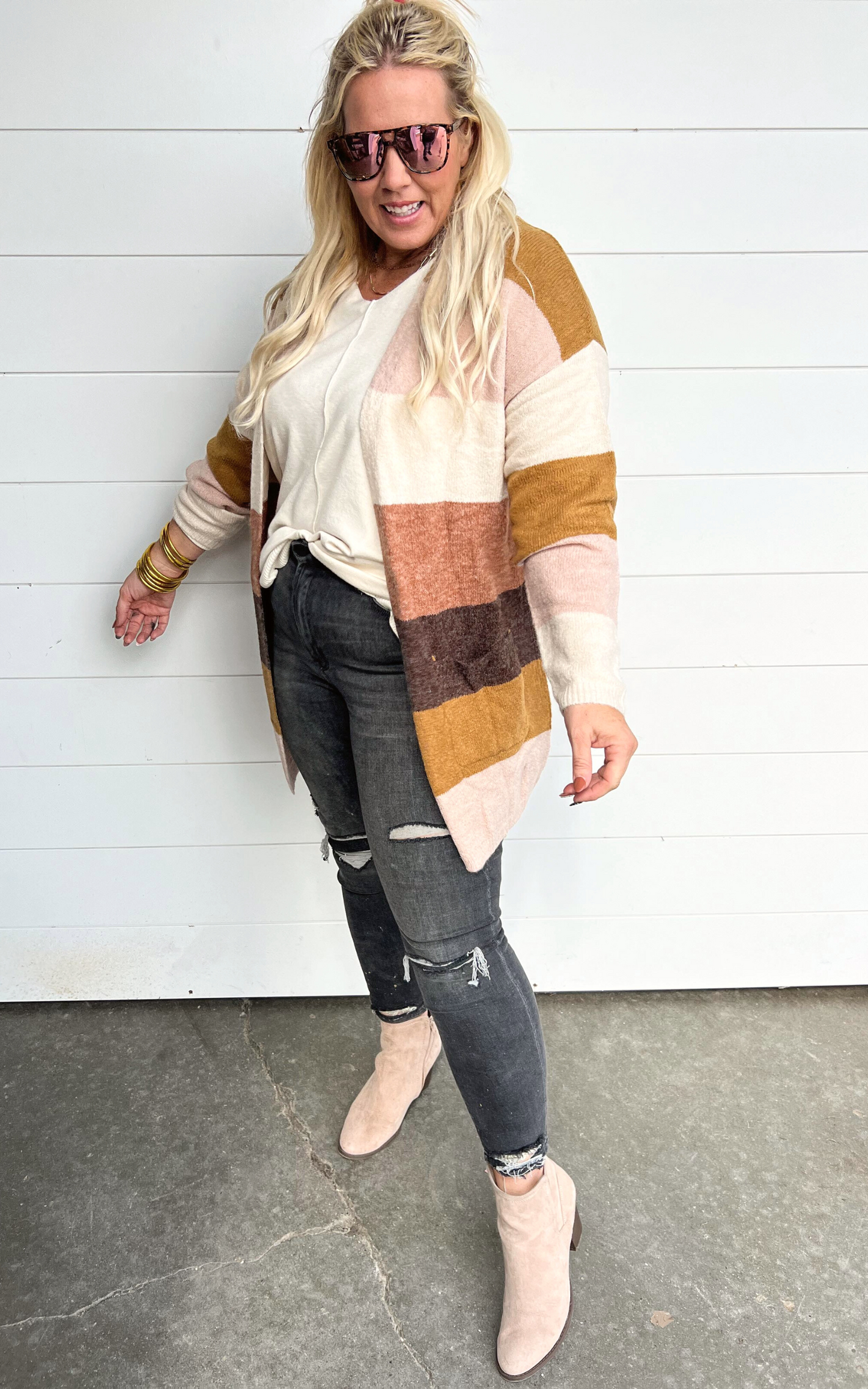 Striped Cardigan Multi Pink - Final Sale