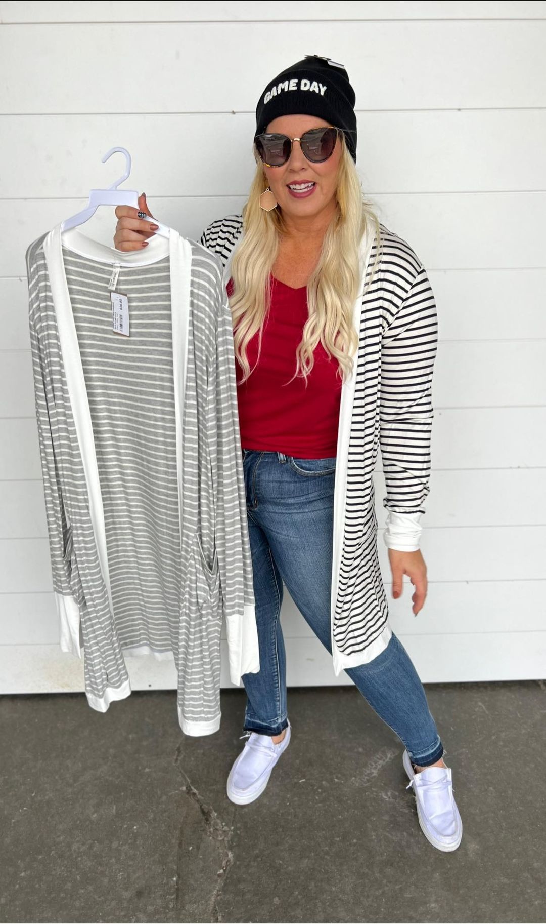 Stripe Duster Cardigan w/ thumb holes