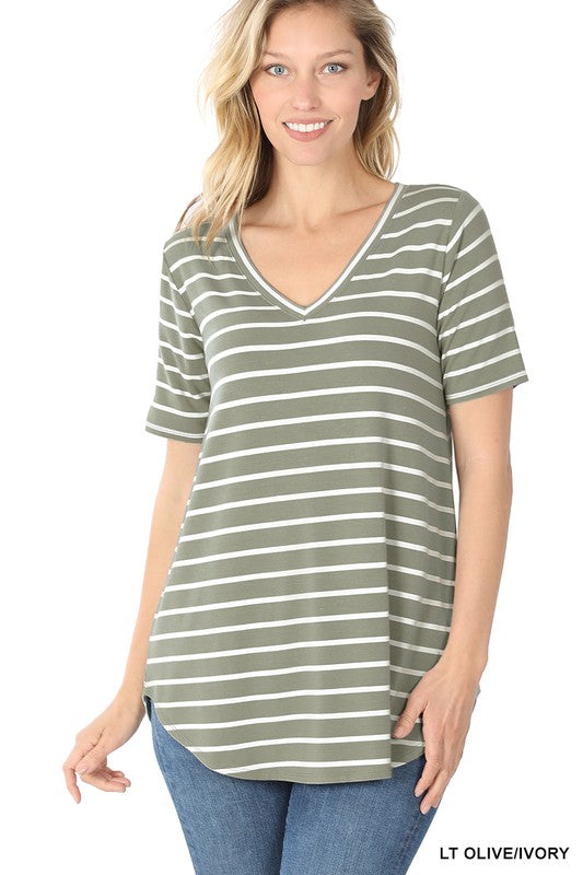 Sara's Steals & Deals Stripe V-Neck Top - Final Sale