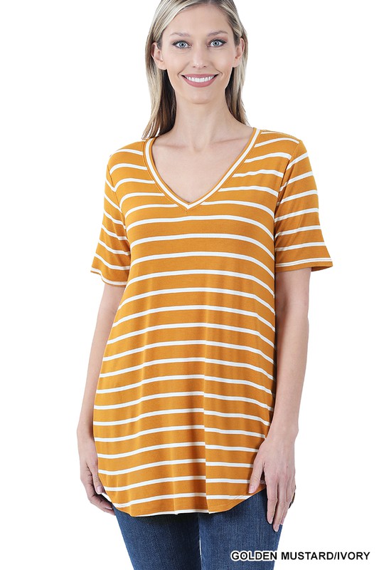 Sara's Steals & Deals Stripe V-Neck Top - Final Sale