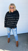 super soft black hoodie white stripes pullover