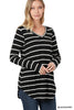 Stripe V-Neck Long Sleeve Top - Final Sale*