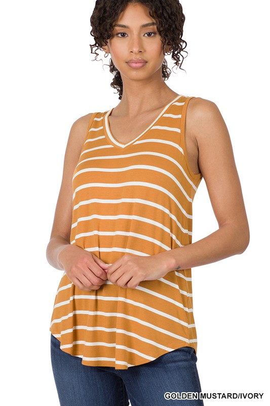 Stripe V-Neck Tank Top - Final Sale