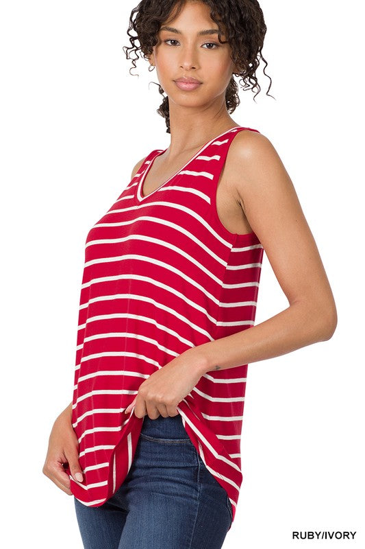 Stripe V-Neck Tank Top - Final Sale