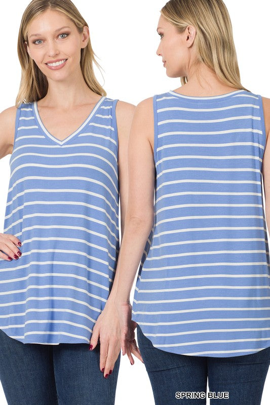 Stripe V-Neck Tank Top - Final Sale