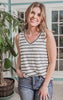 ivory and black stripe vneck tank top