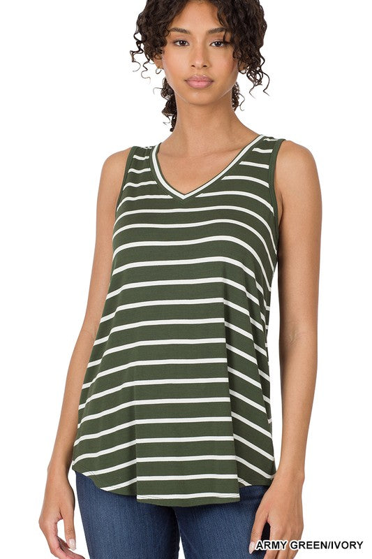 Stripe V-Neck Tank Top - Final Sale