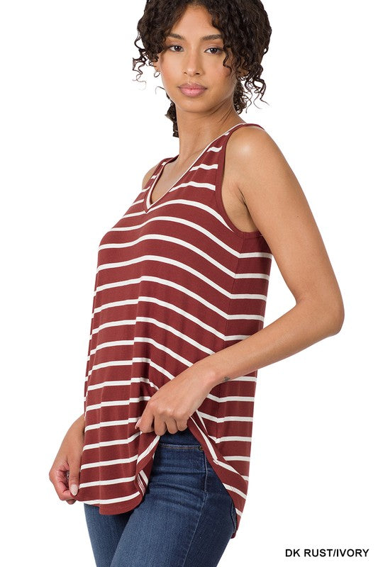 Stripe V-Neck Tank Top - Final Sale