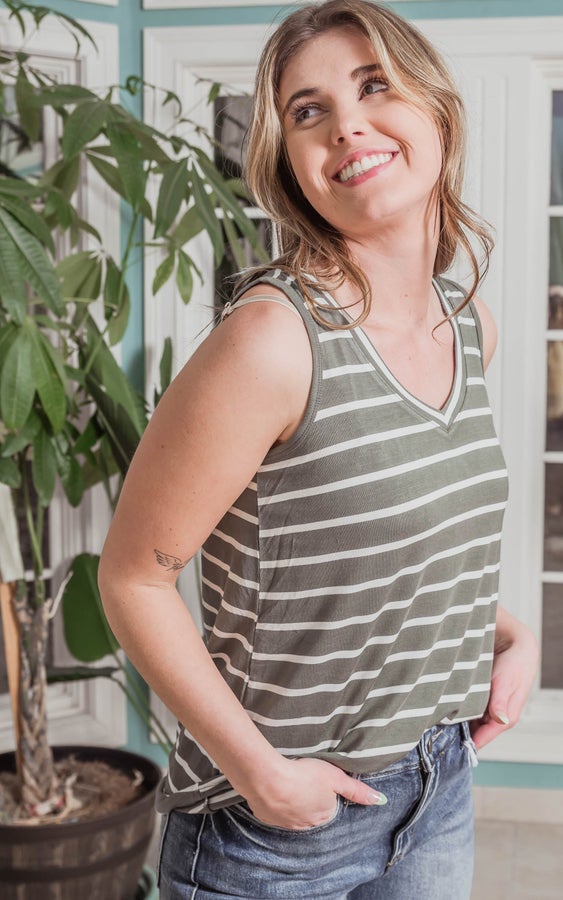 stripe vneck tank top