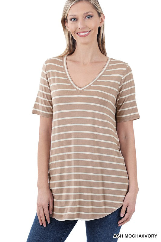 Sara's Steals & Deals Stripe V-Neck Top - Final Sale