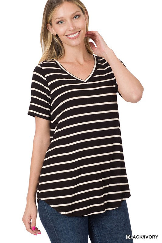 Sara's Steals & Deals Stripe V-Neck Top - Final Sale