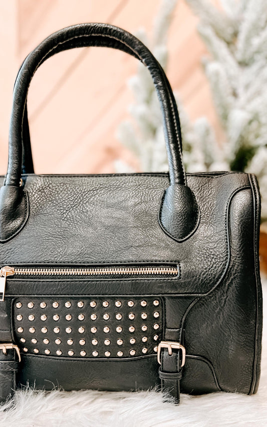 Studded Black Handbag - Final Sale