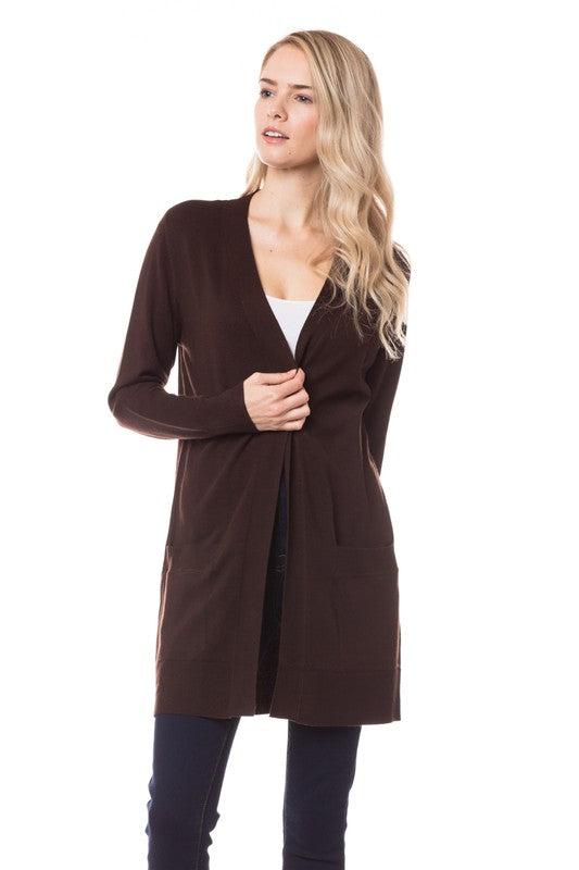 Long Boyfriend Cardigan - Cielo Neutral Colors