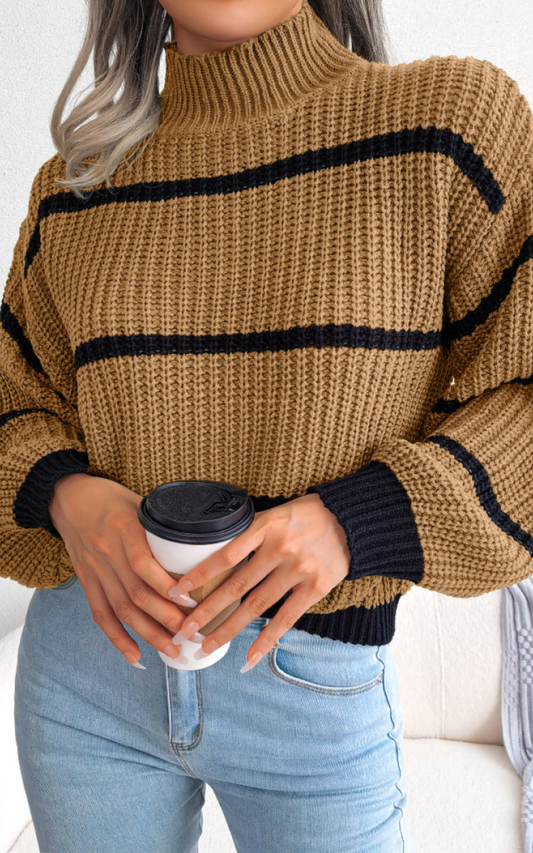 khaki strip sweater