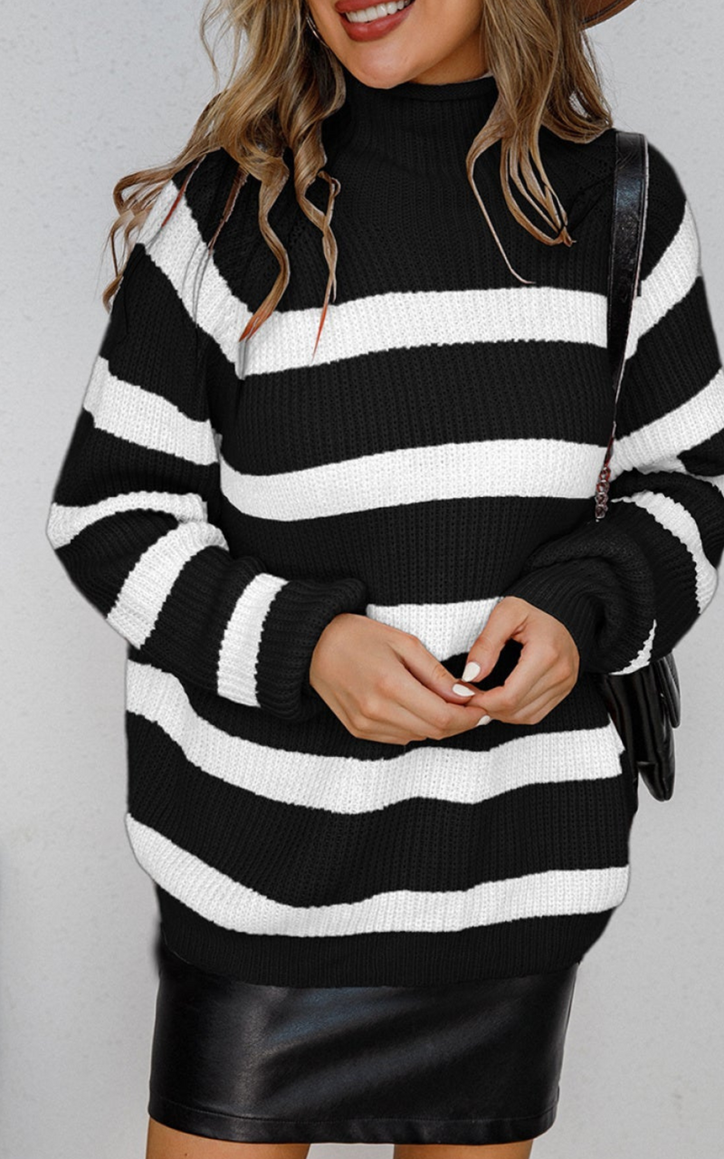 black white stripe sweater