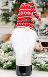 Christmas Gnome Knitted Wine Bottle Cap Decoration