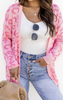 Pink Animal Print Leopard Cardigan