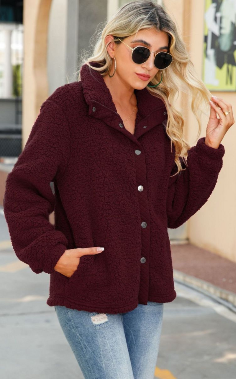 burgundy fleece jacket 