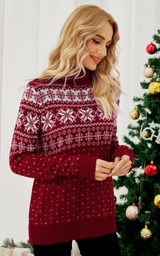 Christmas Snowflake Turtleneck Knitted Pullover Sweater