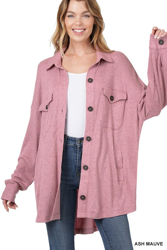 Oversized Heather Lightweight Sweater Shacket - Part 2 - Final Sale