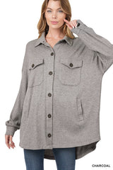 Oversized Heather Lightweight Sweater Shacket - Part 1 - Final Sale