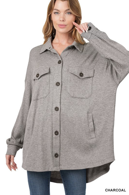 Oversized Heather Lightweight Sweater Shacket - Part 1 - Final Sale