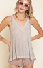 Lace Trim Halter Tank Top - POL