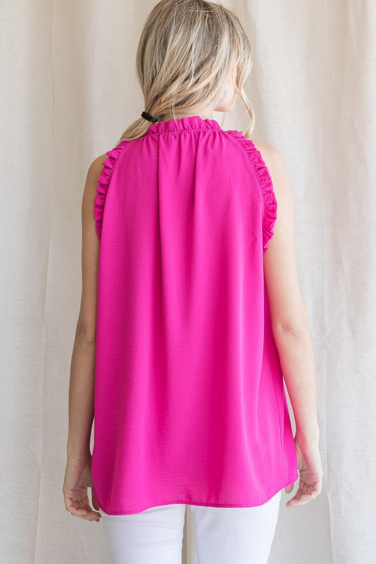 Ruffle Mock Neck Tank Top