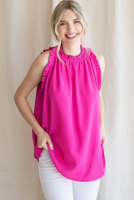 Ruffle Mock Neck Tank Top