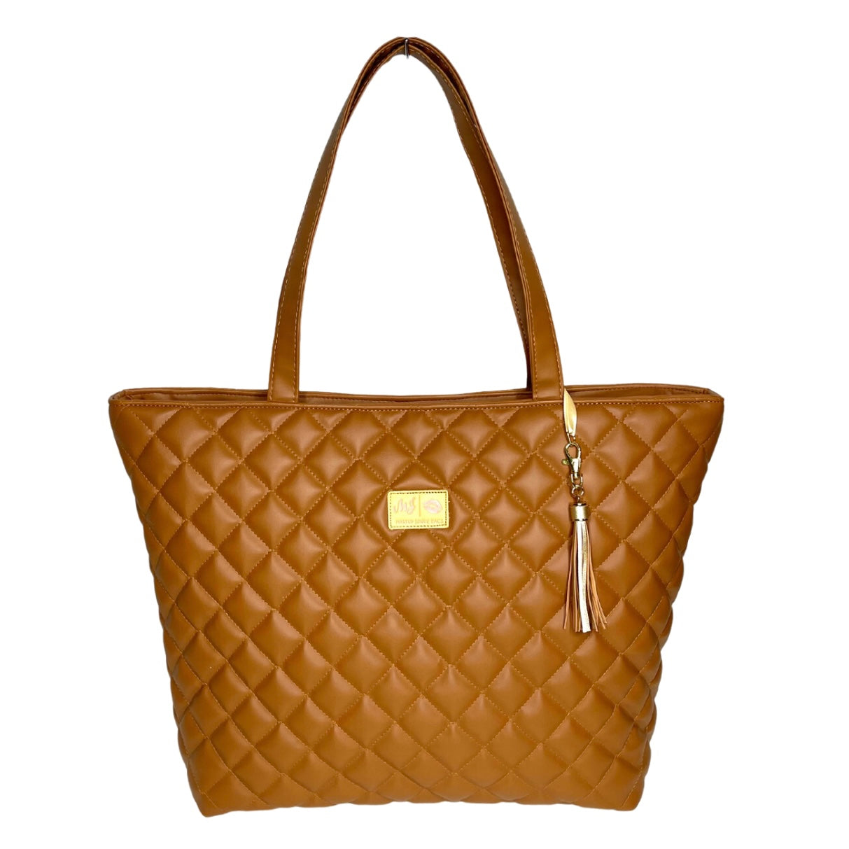 Quilted Cognac Tote - Makeup Junkie