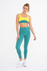xTummy Control Lycra-Blend Color Contrast High Waisted Leggings by Mono B