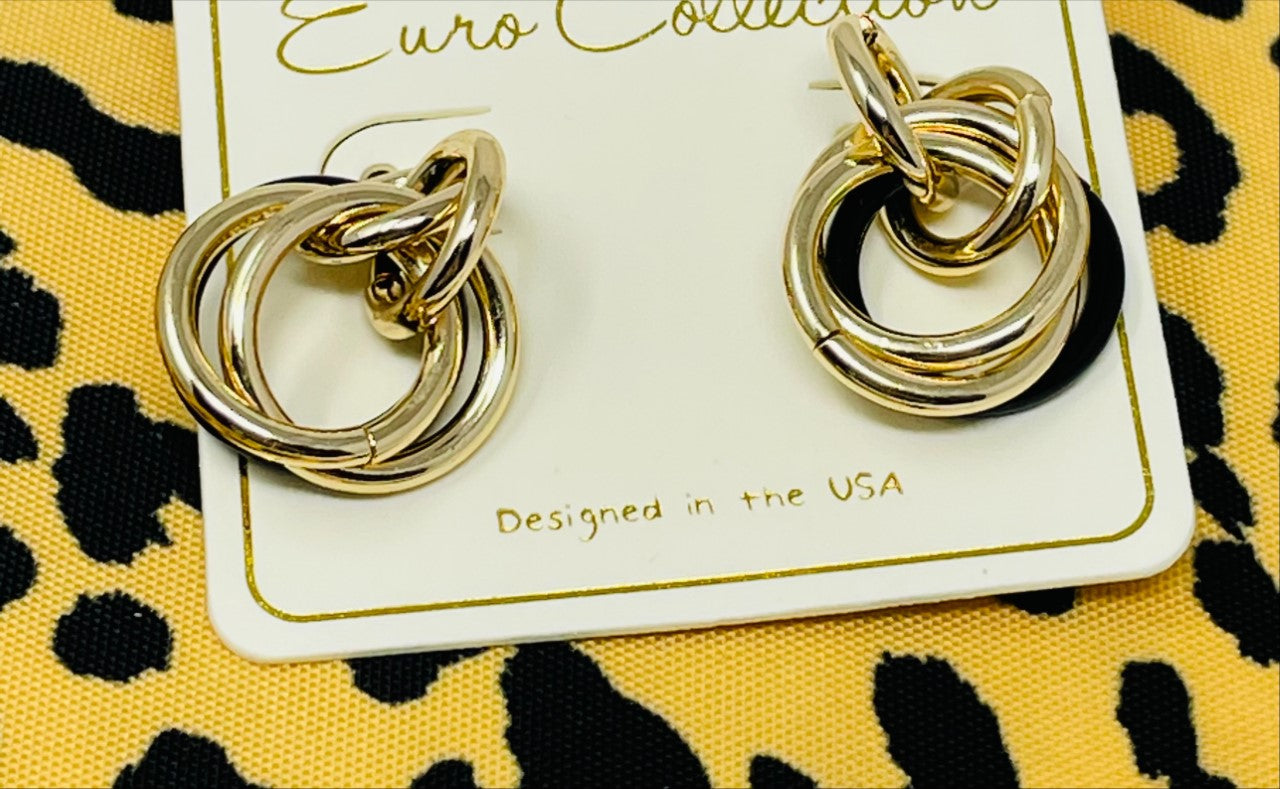 Gold and Black Knotted Earrings - Final Sale