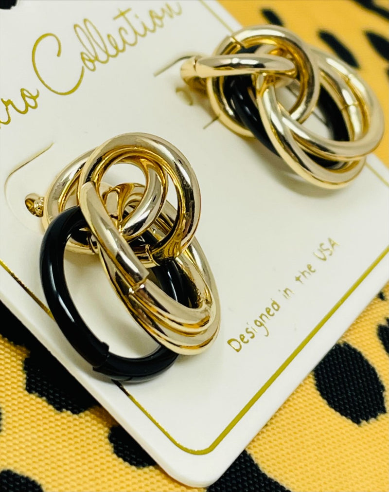 Gold and Black Knotted Earrings - Final Sale