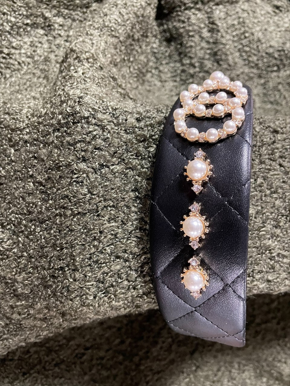 Leather and Pearl Headband