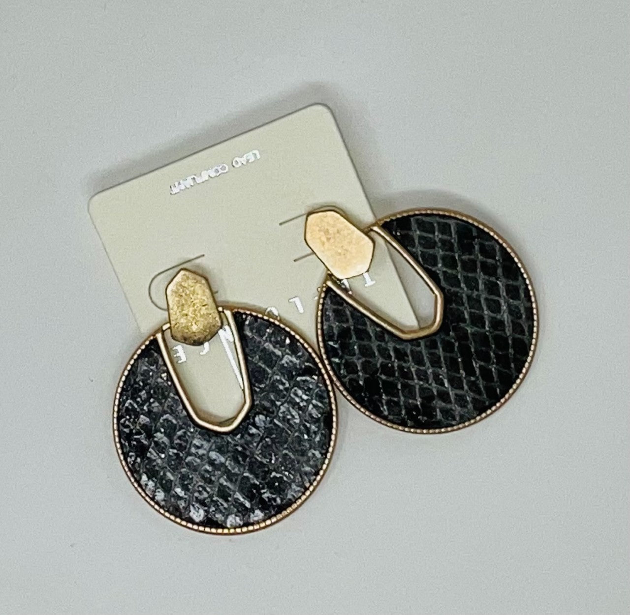 Gold & Grey SnakeSkin Earrings - Final Sale