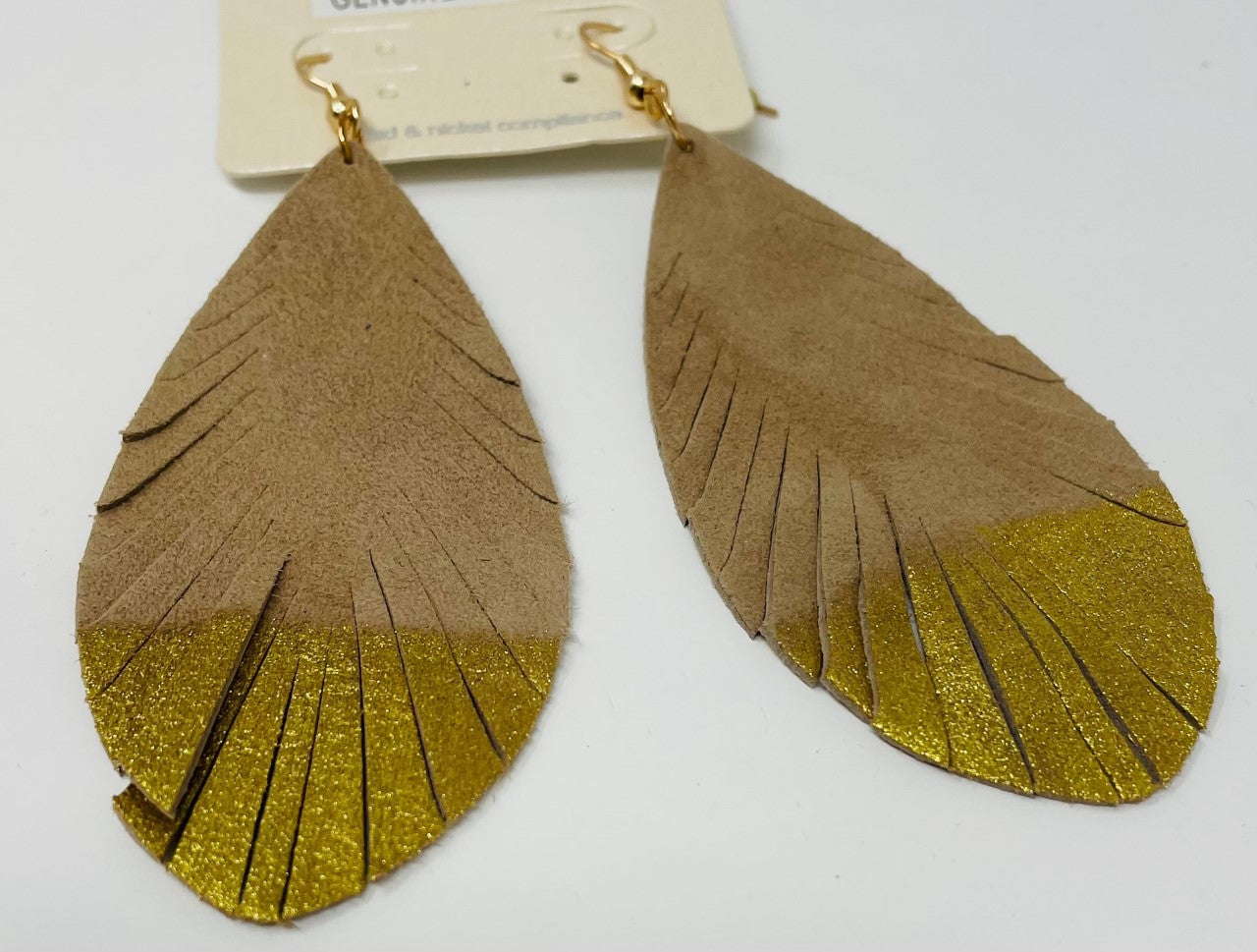 Leather Dipped Leave Earrings - Final Sale